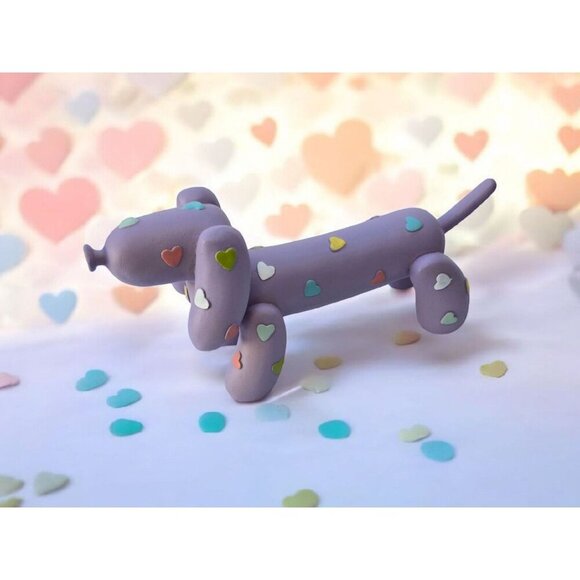 New Resin Valentine Purple LOVE Heart Balloon Dog Statue Figurine Room Decor - Picture 1 of 4